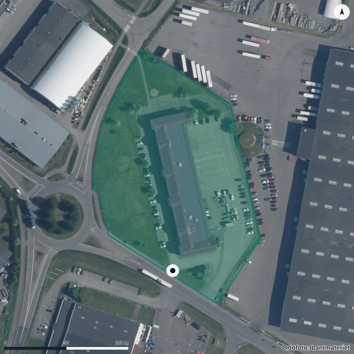 Flygbild över Vuxenutbildning IM, ortofoto från Lantmäteriet