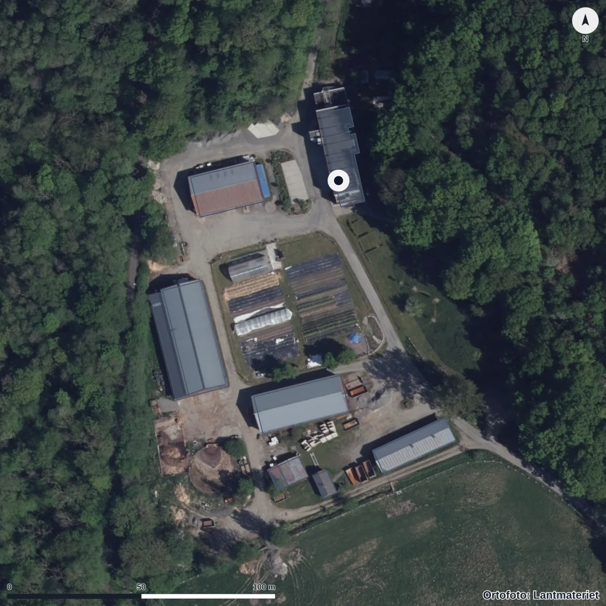 Aerial view of Naturbruksskolan Uddetorp, orthophoto from Lantmäteriet