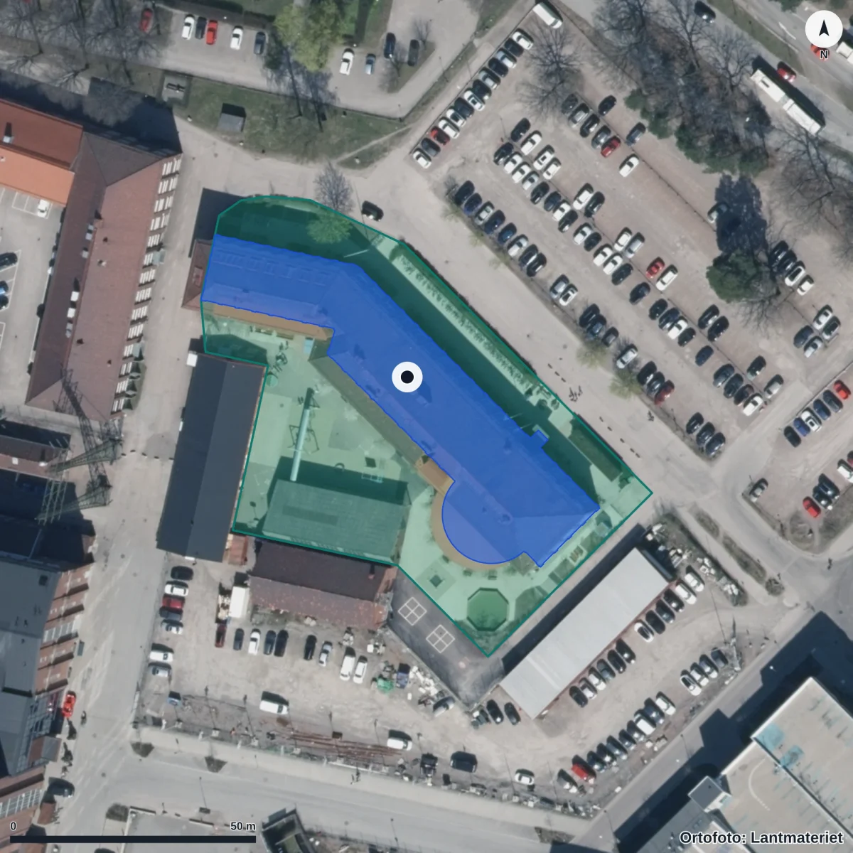 Flygbild över Kunskapsskolan Västerås, ortofoto från Lantmäteriet