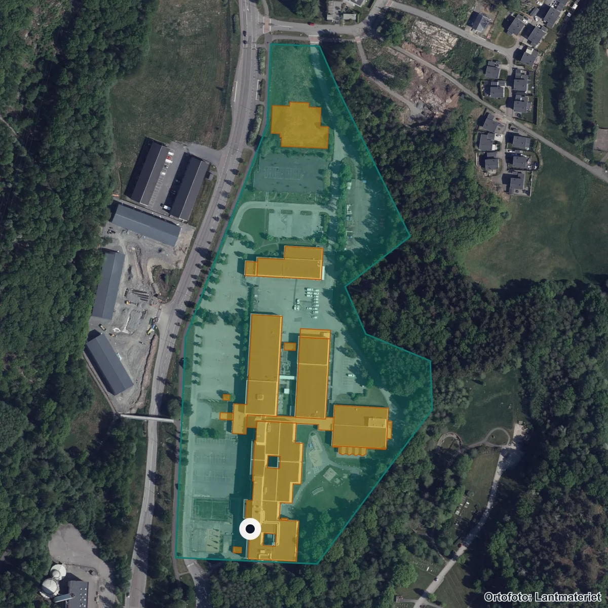 Aerial view of Gårdstensskolan, orthophoto from Lantmäteriet