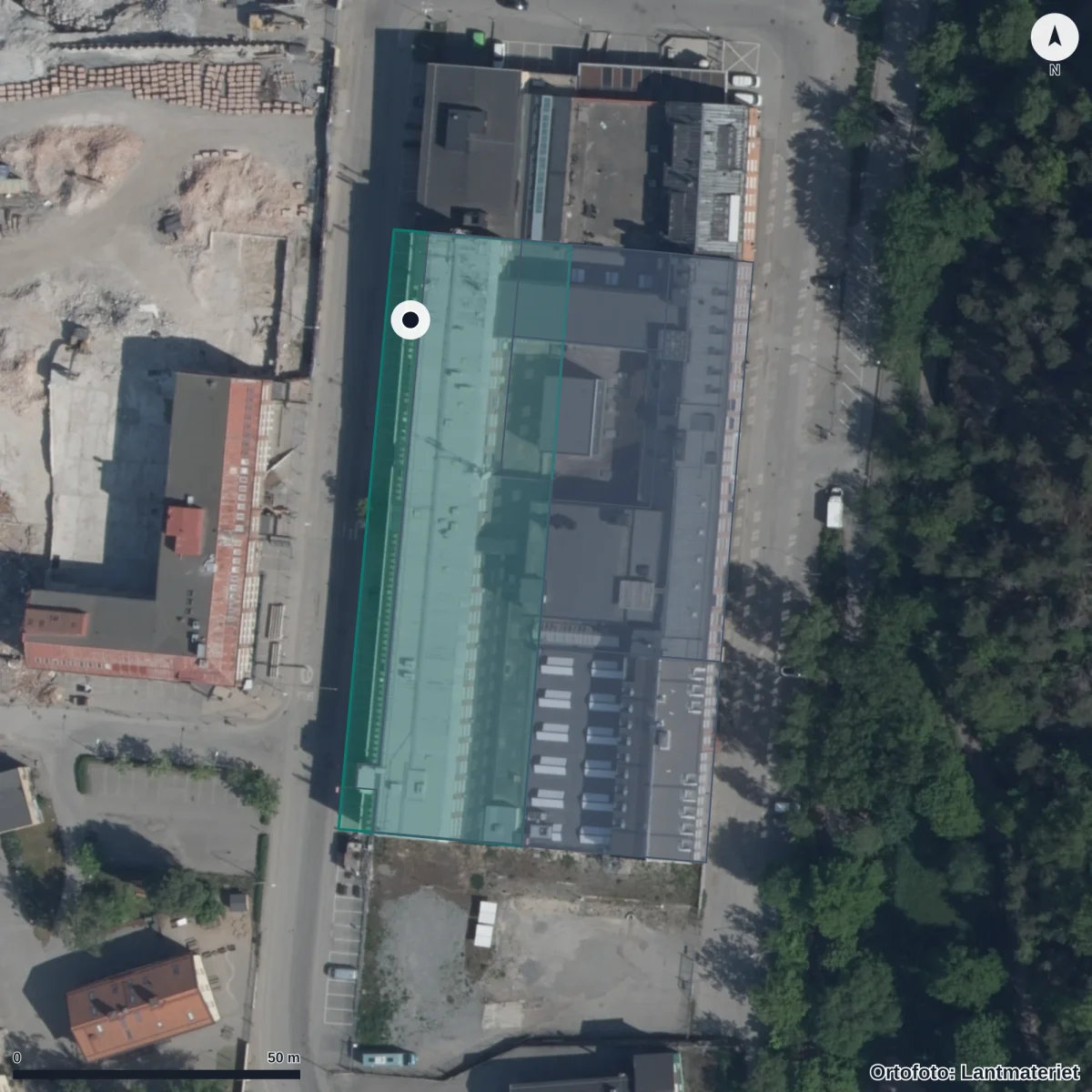 Aerial view of Psykologigymnasiet, orthophoto from Lantmäteriet