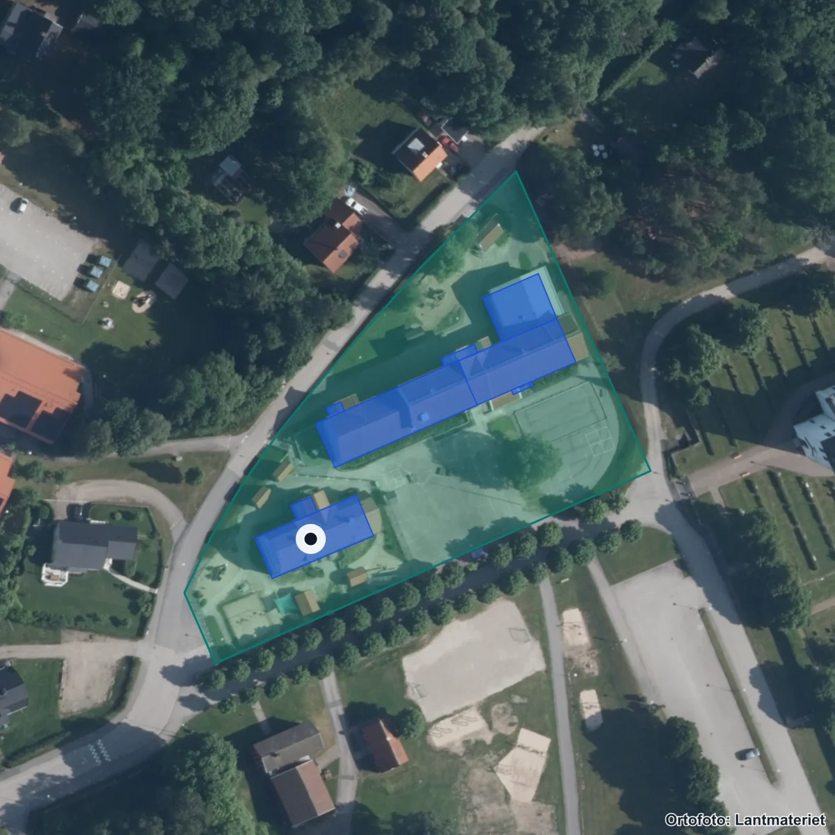 Aerial view of Kungshögskolan, orthophoto from Lantmäteriet