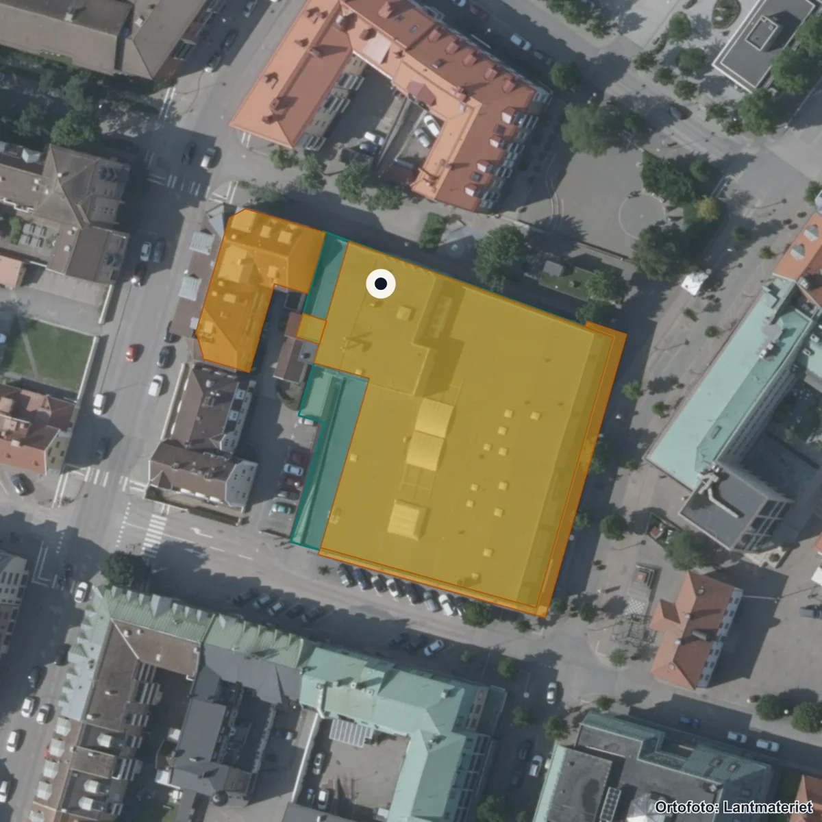 Aerial view of Tångaskolan, orthophoto from Lantmäteriet