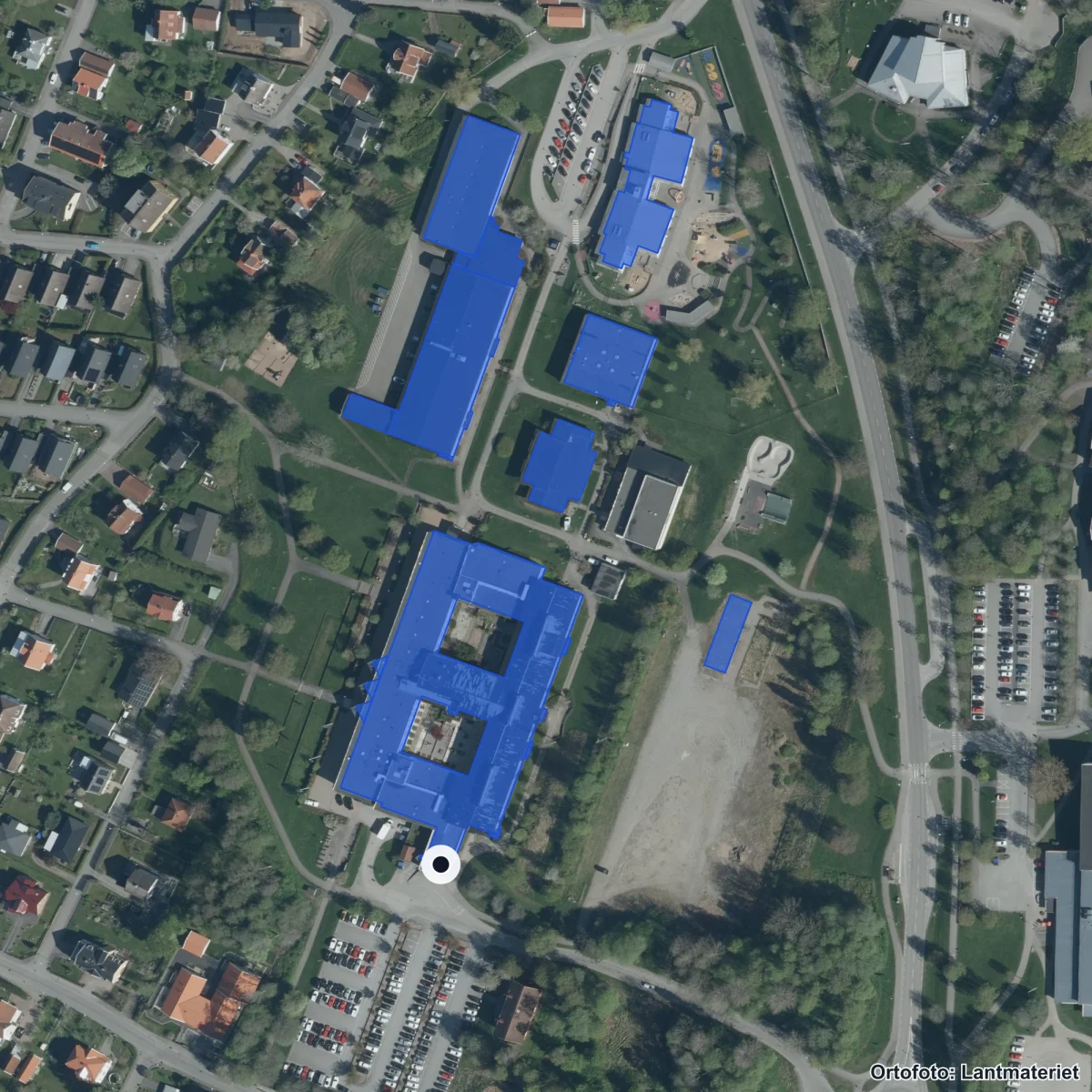 Aerial view of Tingsholmsgymnasiet, orthophoto from Lantmäteriet