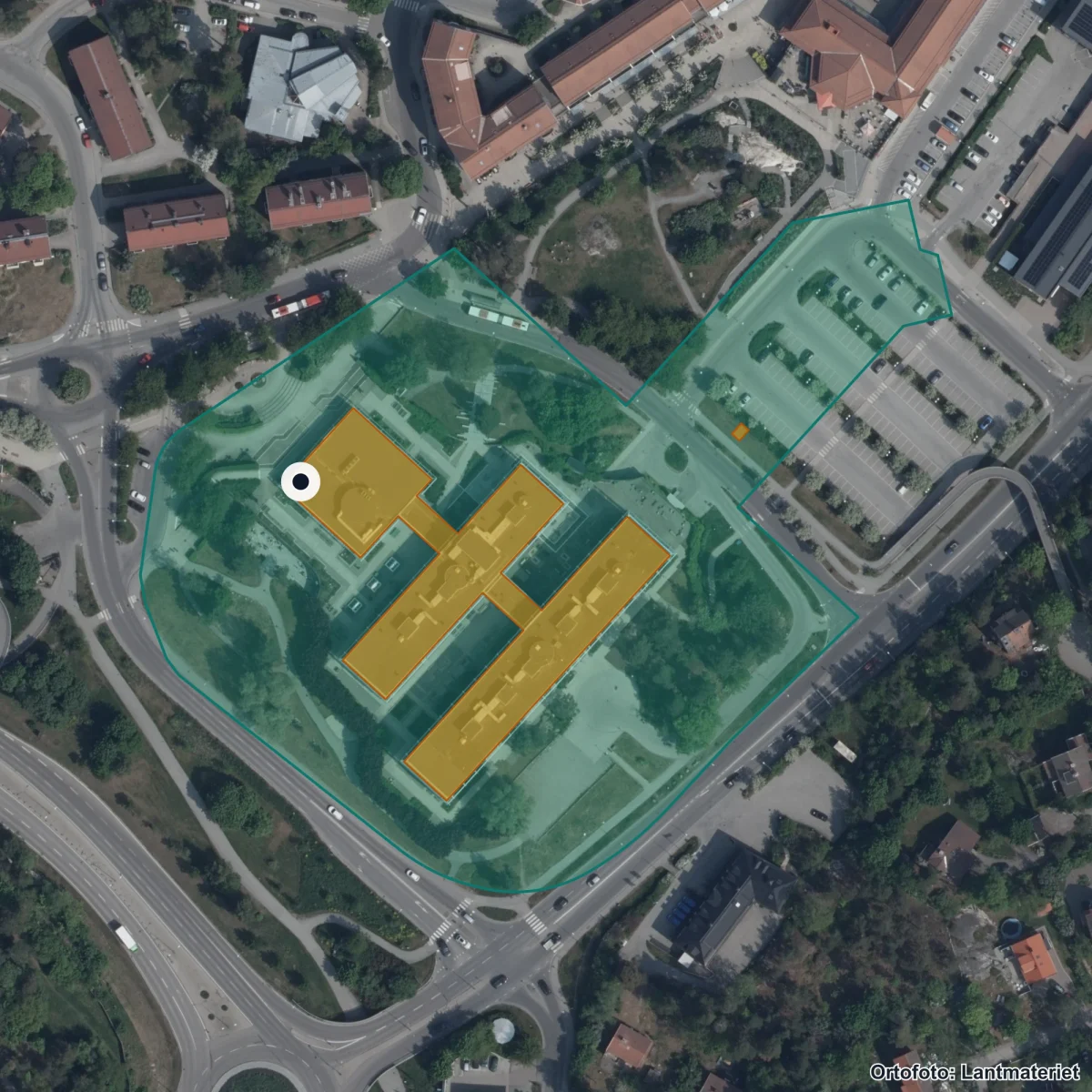 Aerial view of Lidingö vuxenutbildning, orthophoto from Lantmäteriet