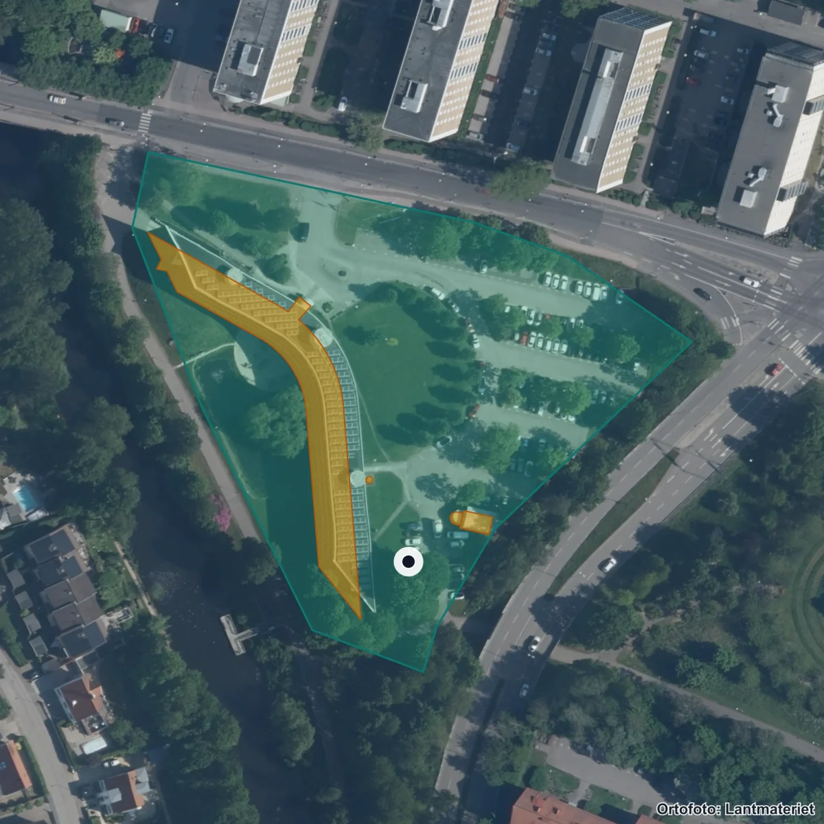 Flygbild över Strövelstorps skola, ortofoto från Lantmäteriet