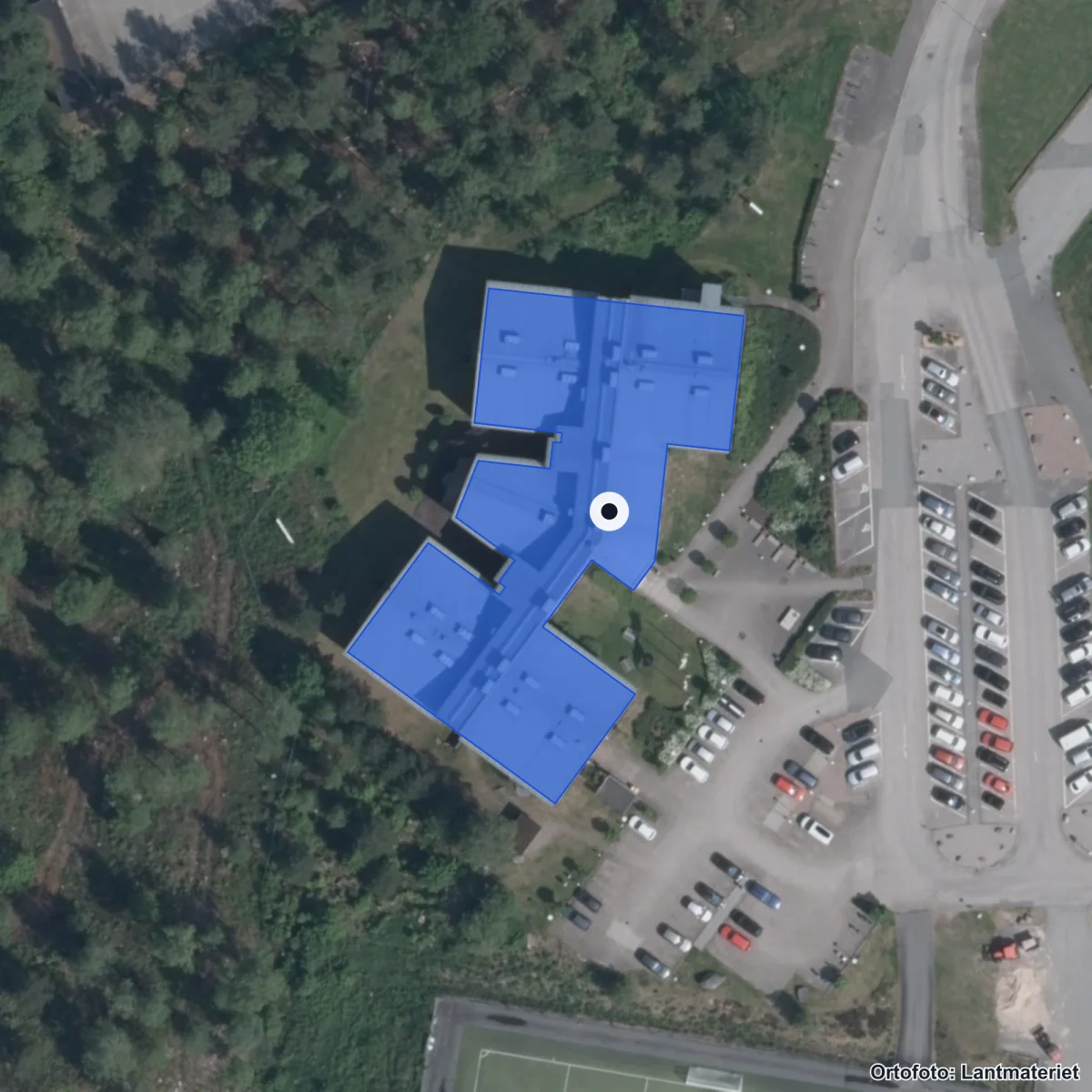 Aerial view of Gnosjöandans kunskapscentrum, orthophoto from Lantmäteriet