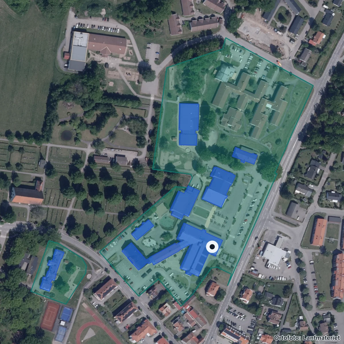 Flygbild över Torskolan F-6, ortofoto från Lantmäteriet