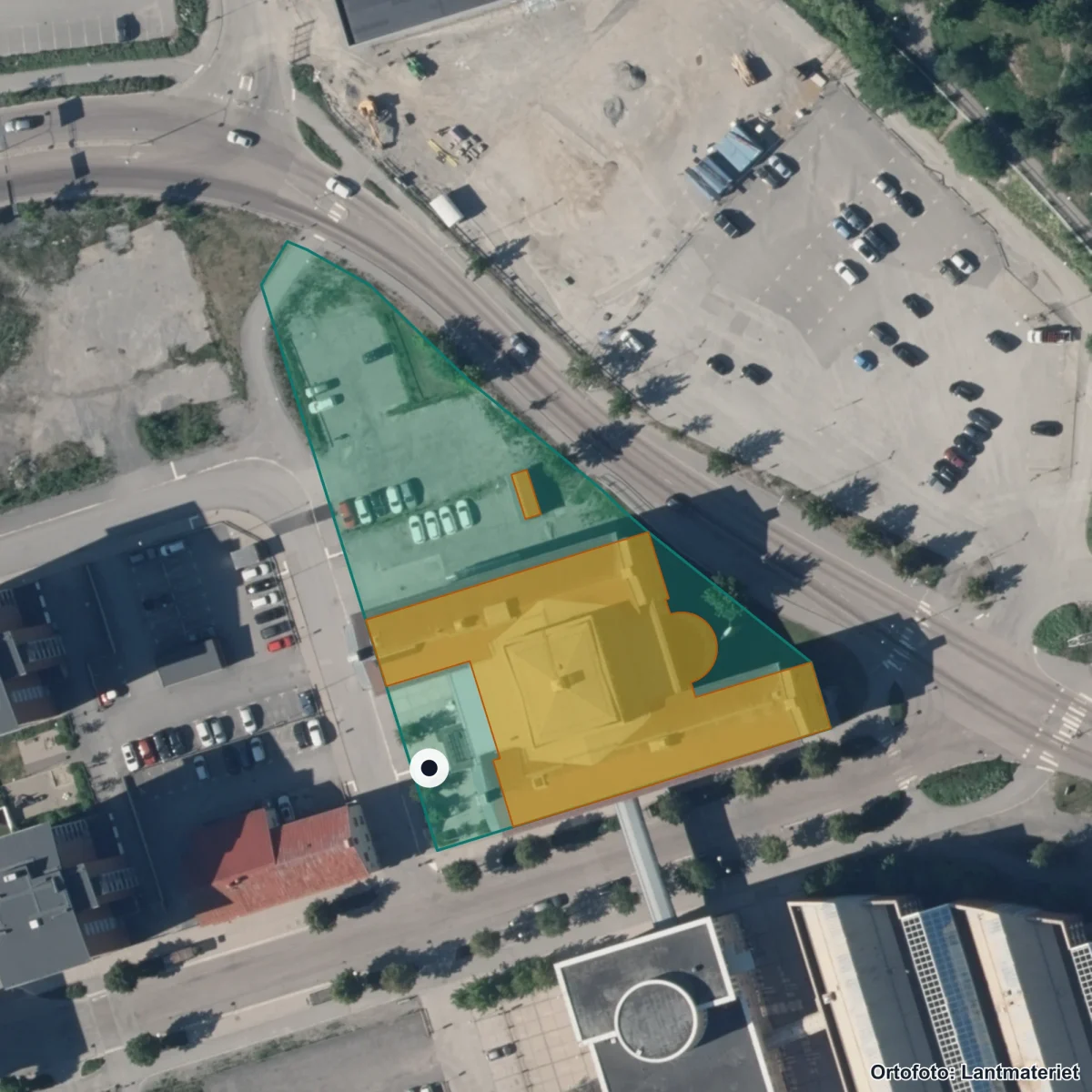Aerial view of Husumskolan, orthophoto from Lantmäteriet
