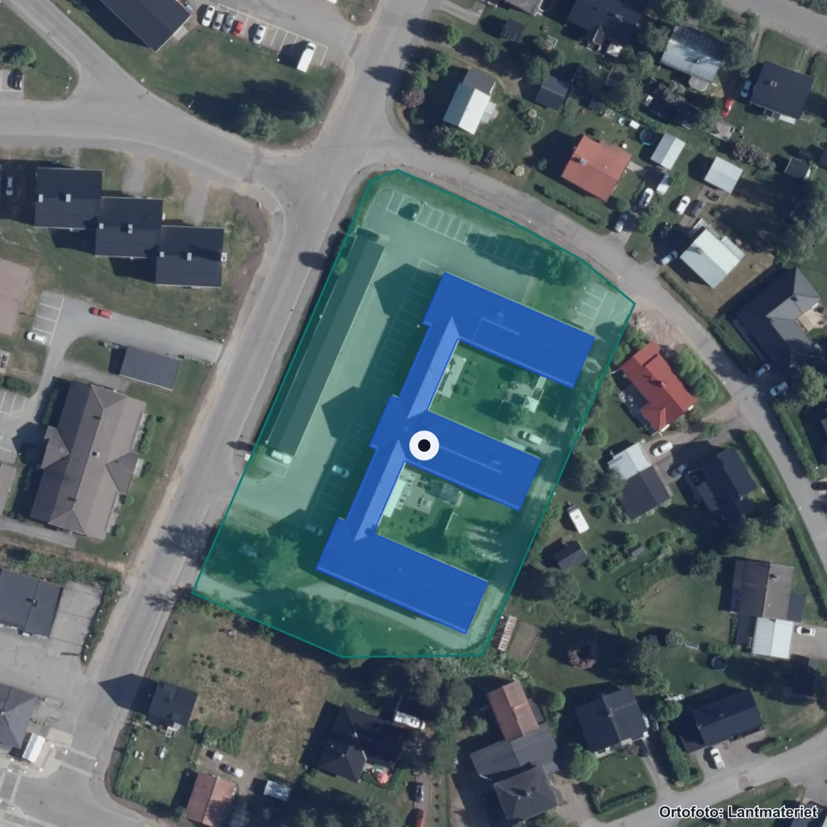 Aerial view of Lapplands Lärcentra Pajala, orthophoto from Lantmäteriet