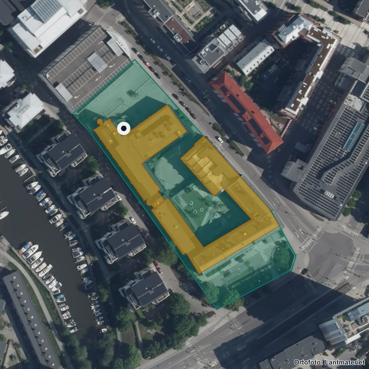 Aerial view of Sundbybergs vuxenutbildning, orthophoto from Lantmäteriet