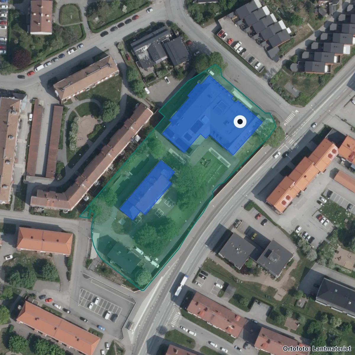 Aerial view of Montessoriskolan i Norrtälje, orthophoto from Lantmäteriet