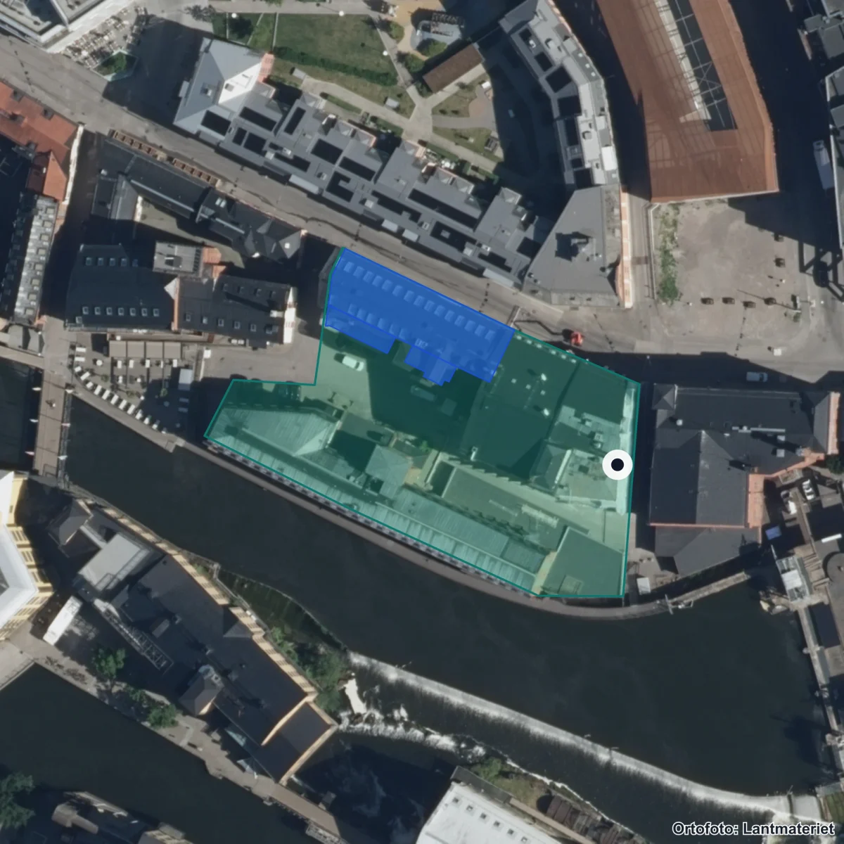Aerial view of Kungsgårdsgymnasiet, orthophoto from Lantmäteriet