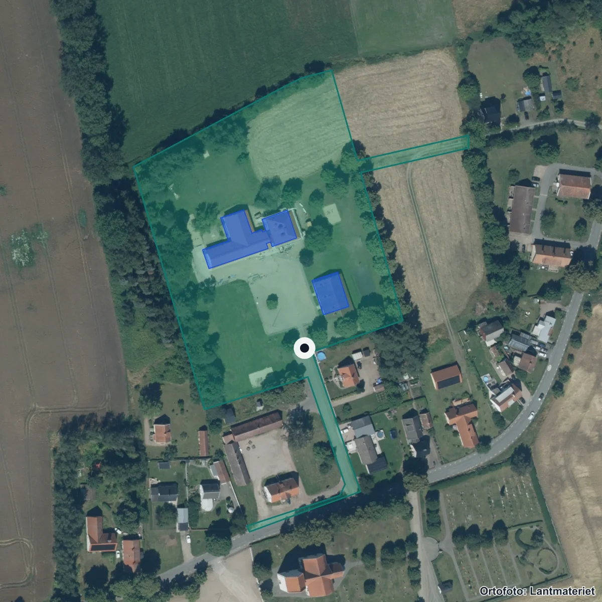 Aerial view of Vittskövle skola, orthophoto from Lantmäteriet