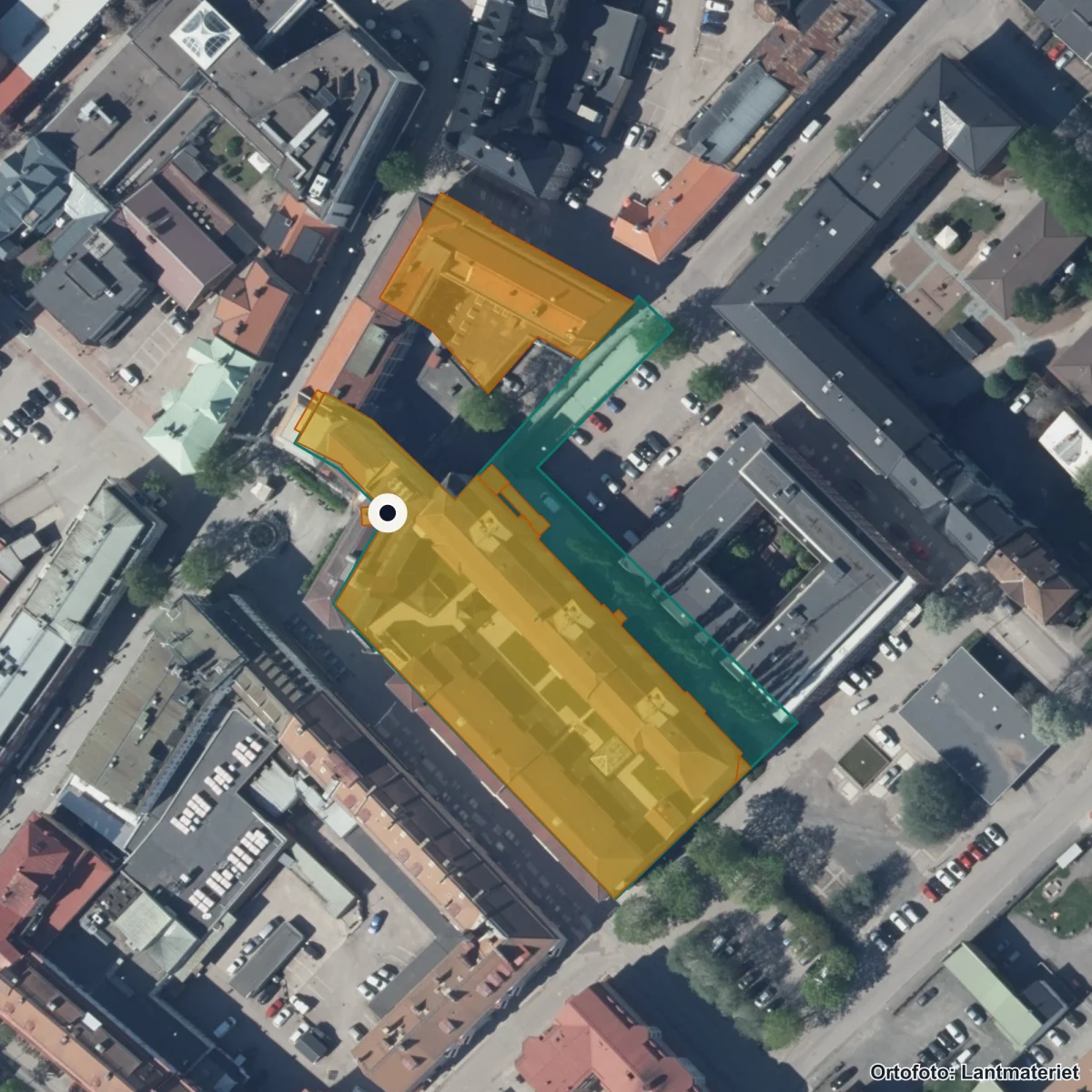 Flygbild över NTI Borlänge, ortofoto från Lantmäteriet