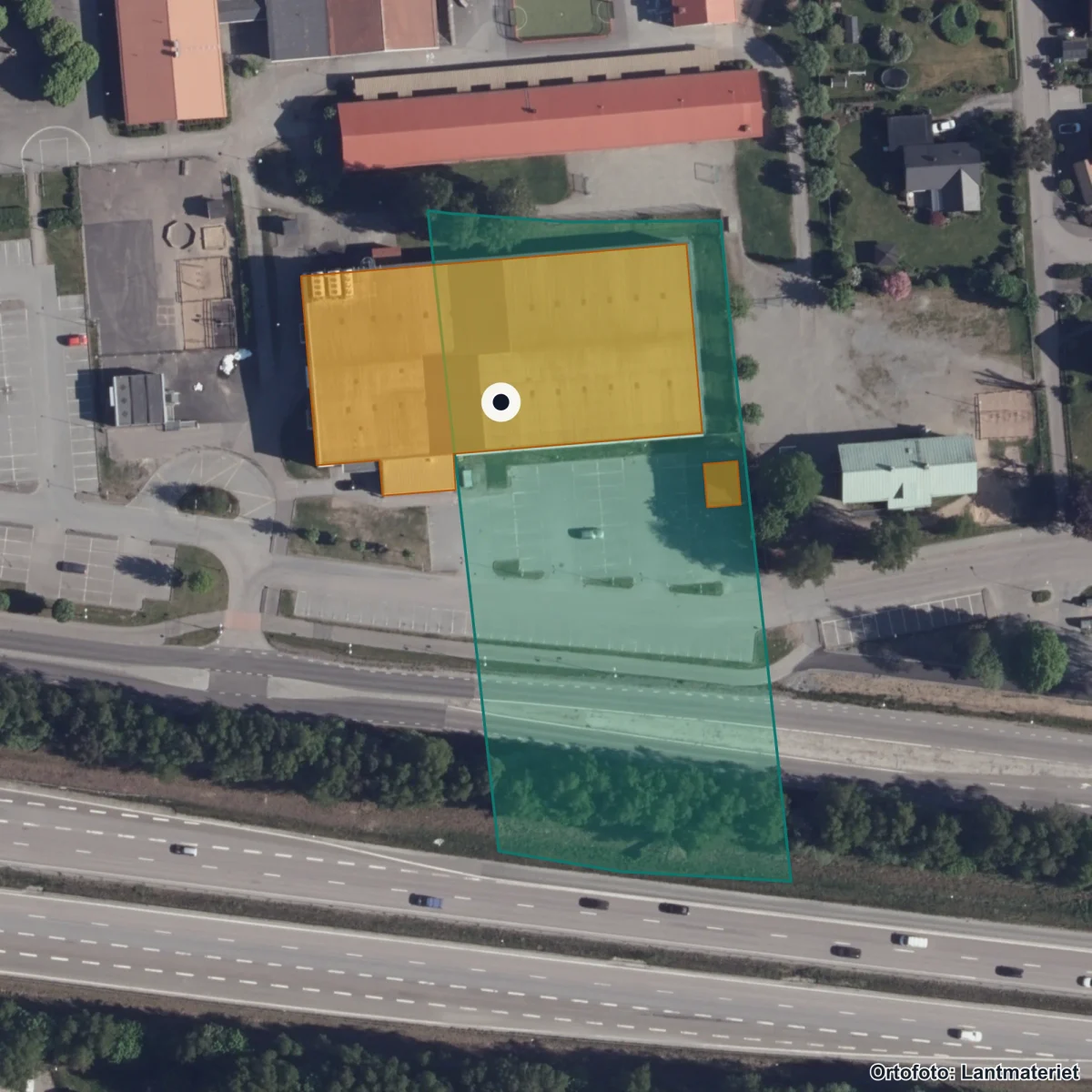 Aerial view of Landvetterskolan, orthophoto from Lantmäteriet