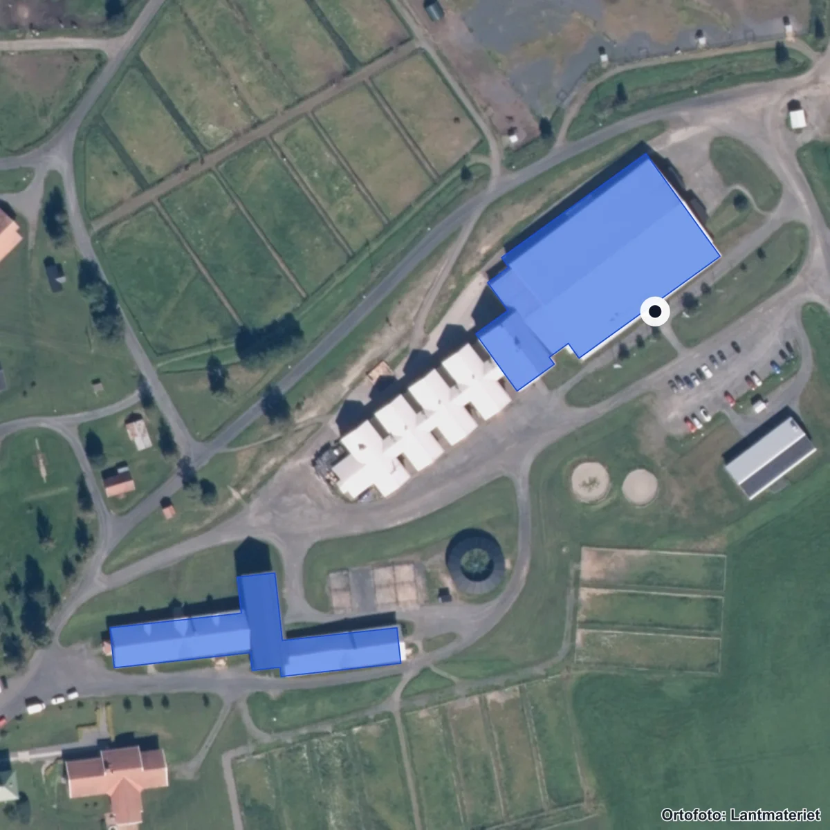 Aerial view of Jämtlands Gymnasium Wången, orthophoto from Lantmäteriet