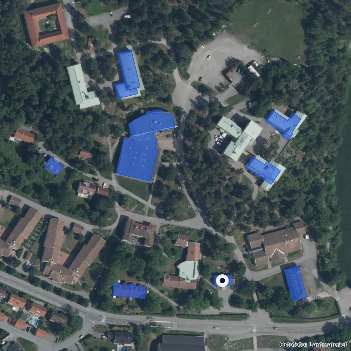 Flygbild över SSHL Sigtunaskolan Humanistiska Läroverket, ortofoto från Lantmäteriet