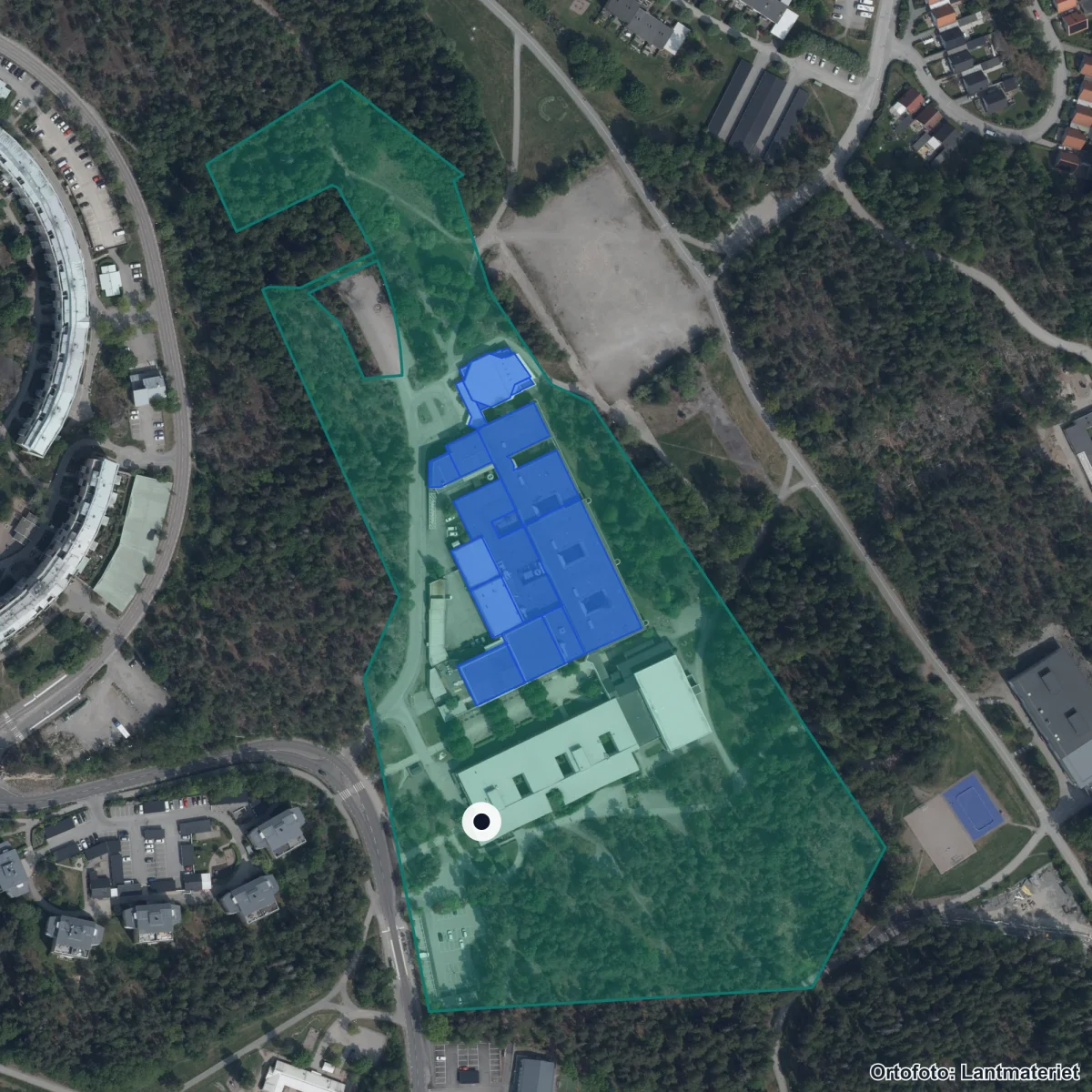 Aerial view of C3L Tyresö, orthophoto from Lantmäteriet