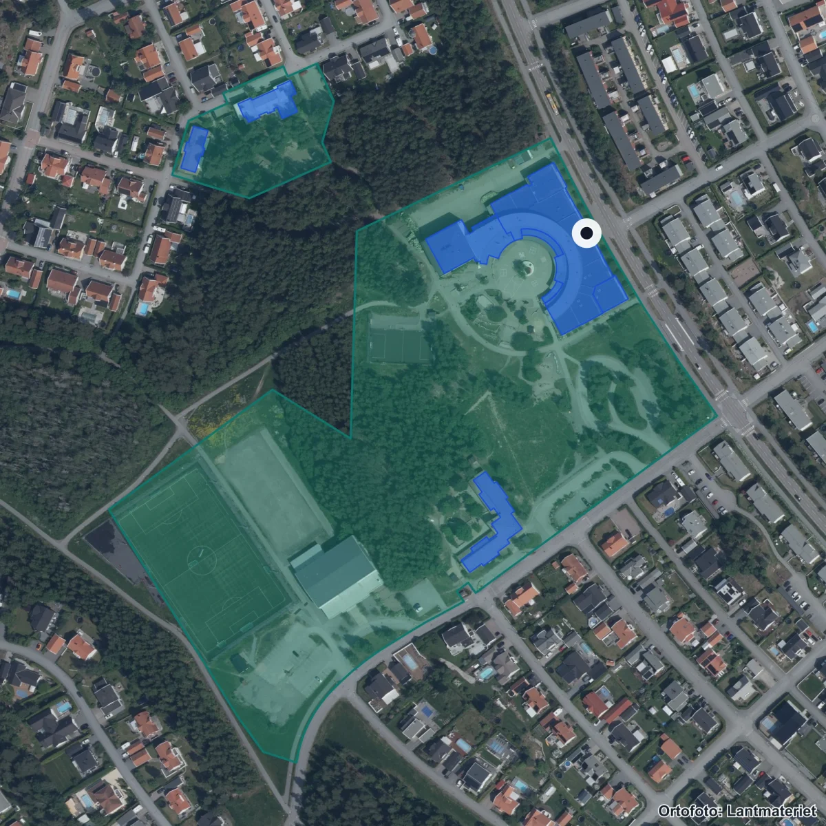Aerial view of Alsike, orthophoto from Lantmäteriet