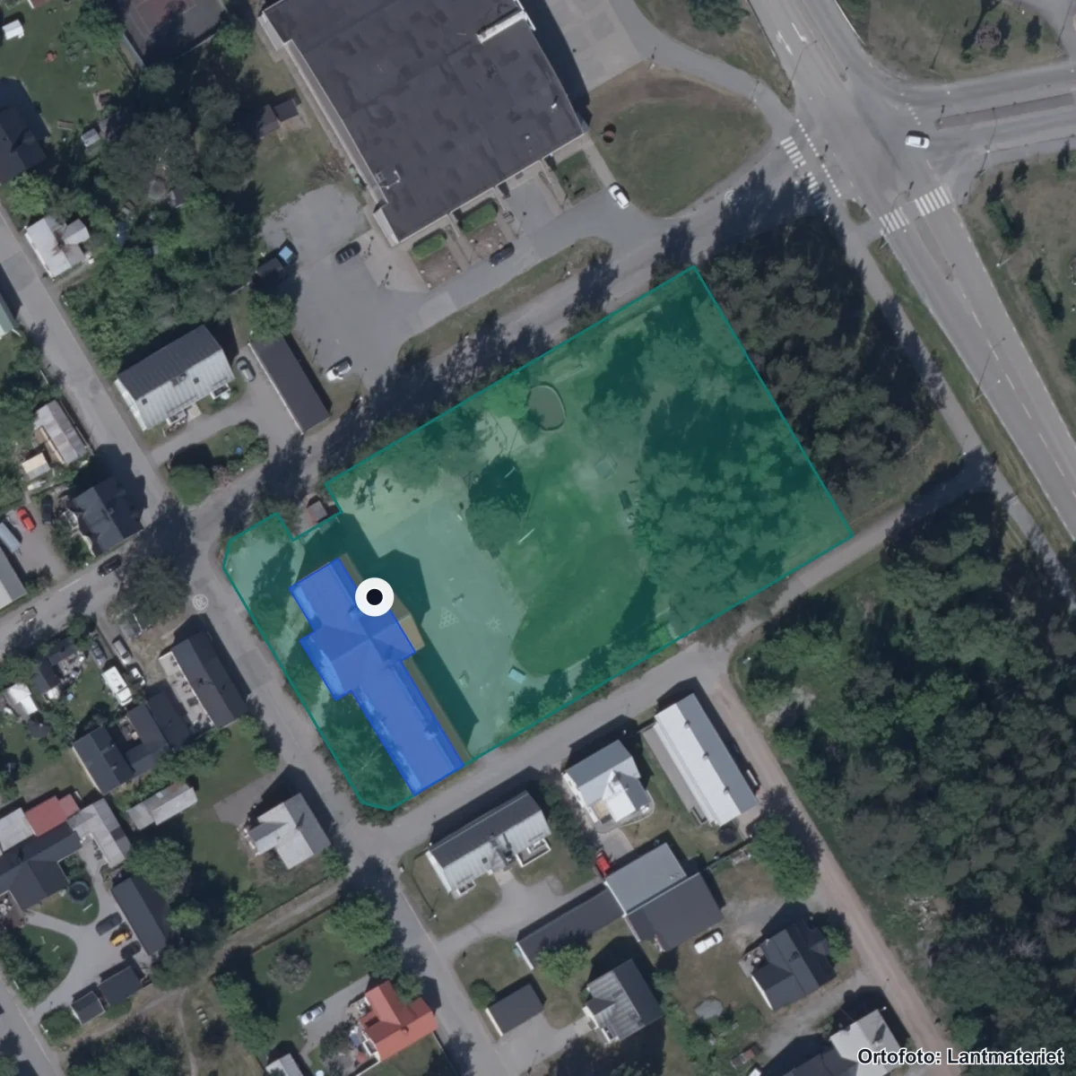 Aerial view of Nya Läroverket Svartöstaden, orthophoto from Lantmäteriet