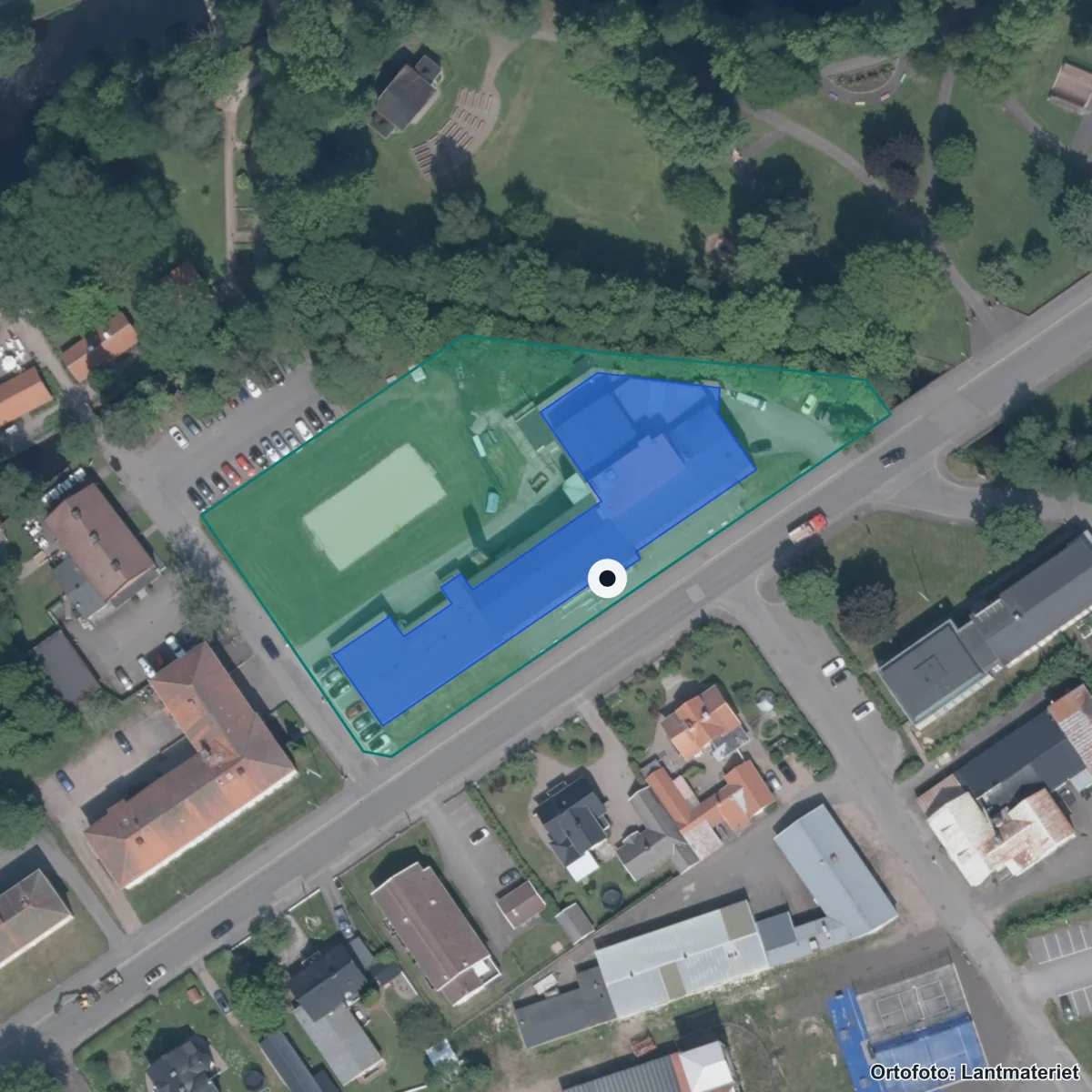 Flygbild över KompetensCentrum, ortofoto från Lantmäteriet