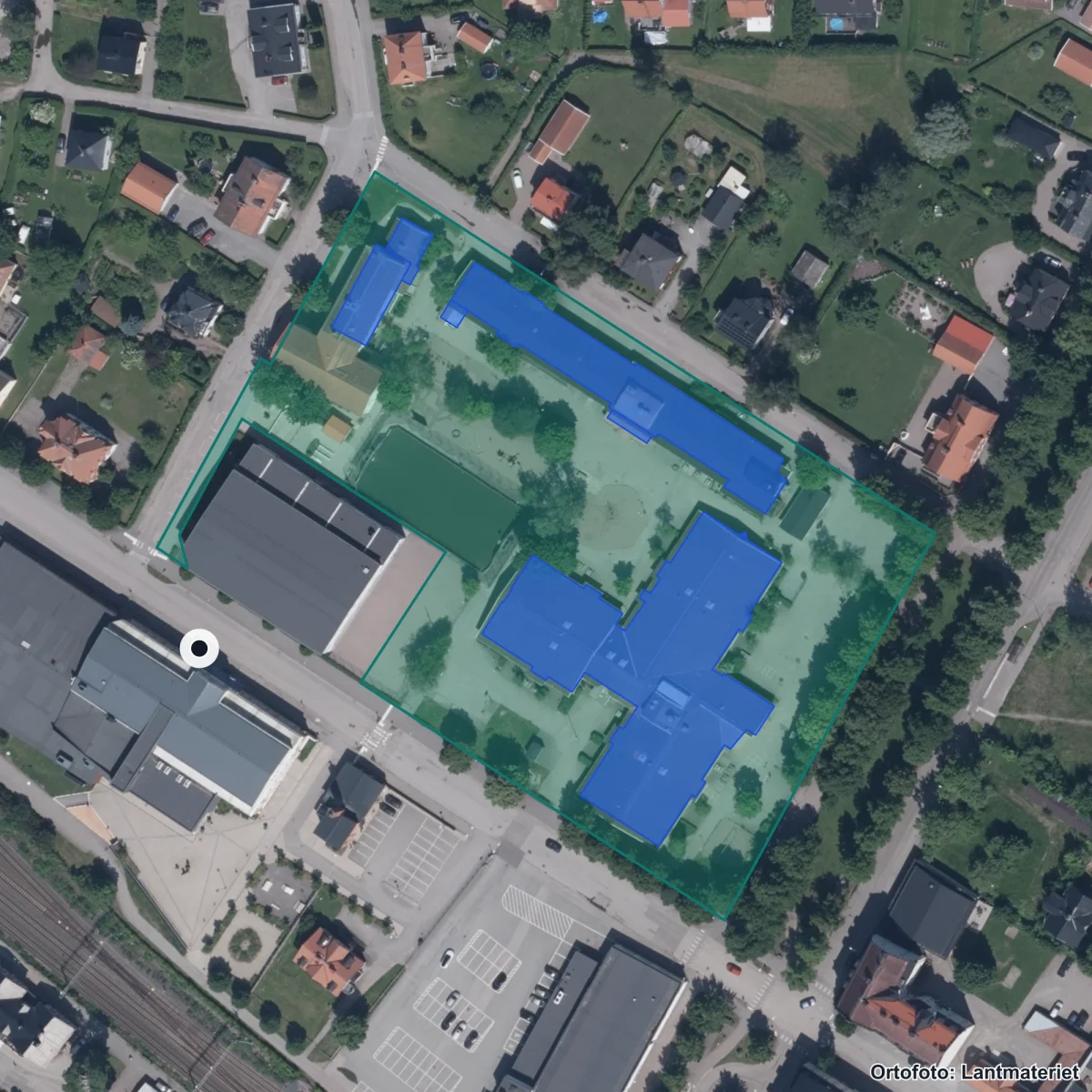 Aerial view of Modersmålsundervisning GY, orthophoto from Lantmäteriet