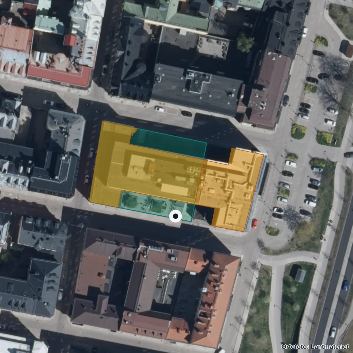 Flygbild över Prolympia, Sundsvall, ortofoto från Lantmäteriet