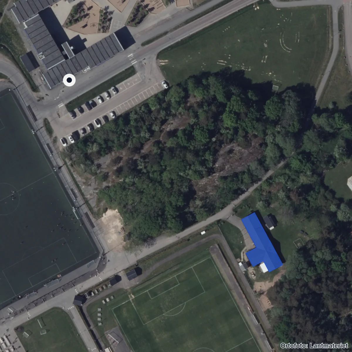 Aerial view of Noleredsskolan, orthophoto from Lantmäteriet