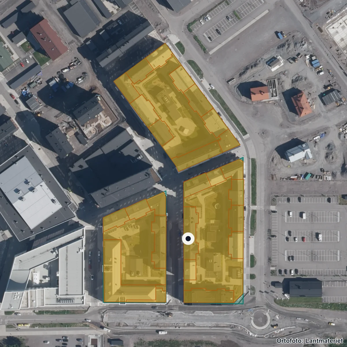Aerial view of Lapplands Gymnasium Kiruna, orthophoto from Lantmäteriet