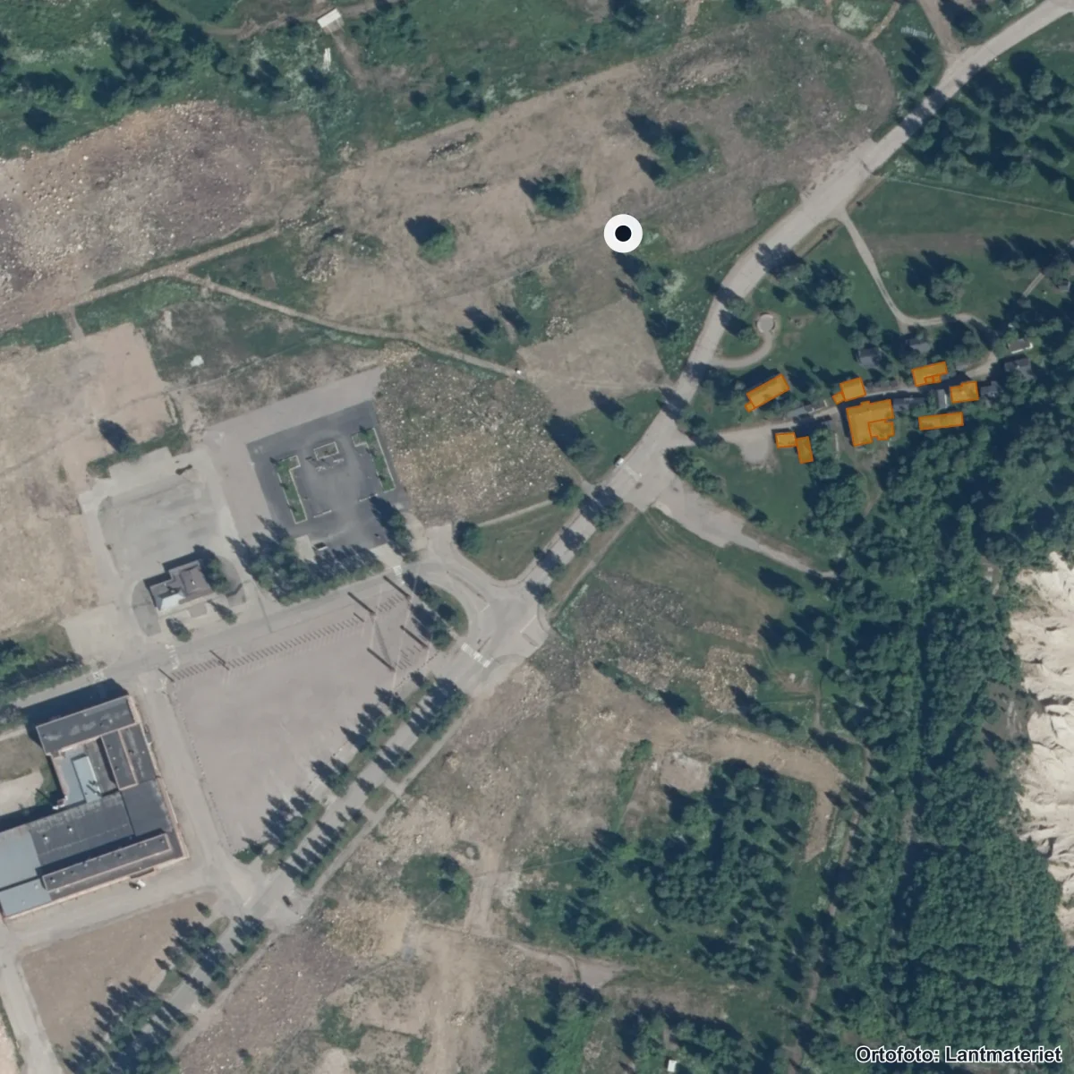 Flygbild över Lapplands Lärcentra Gällivare, ortofoto från Lantmäteriet