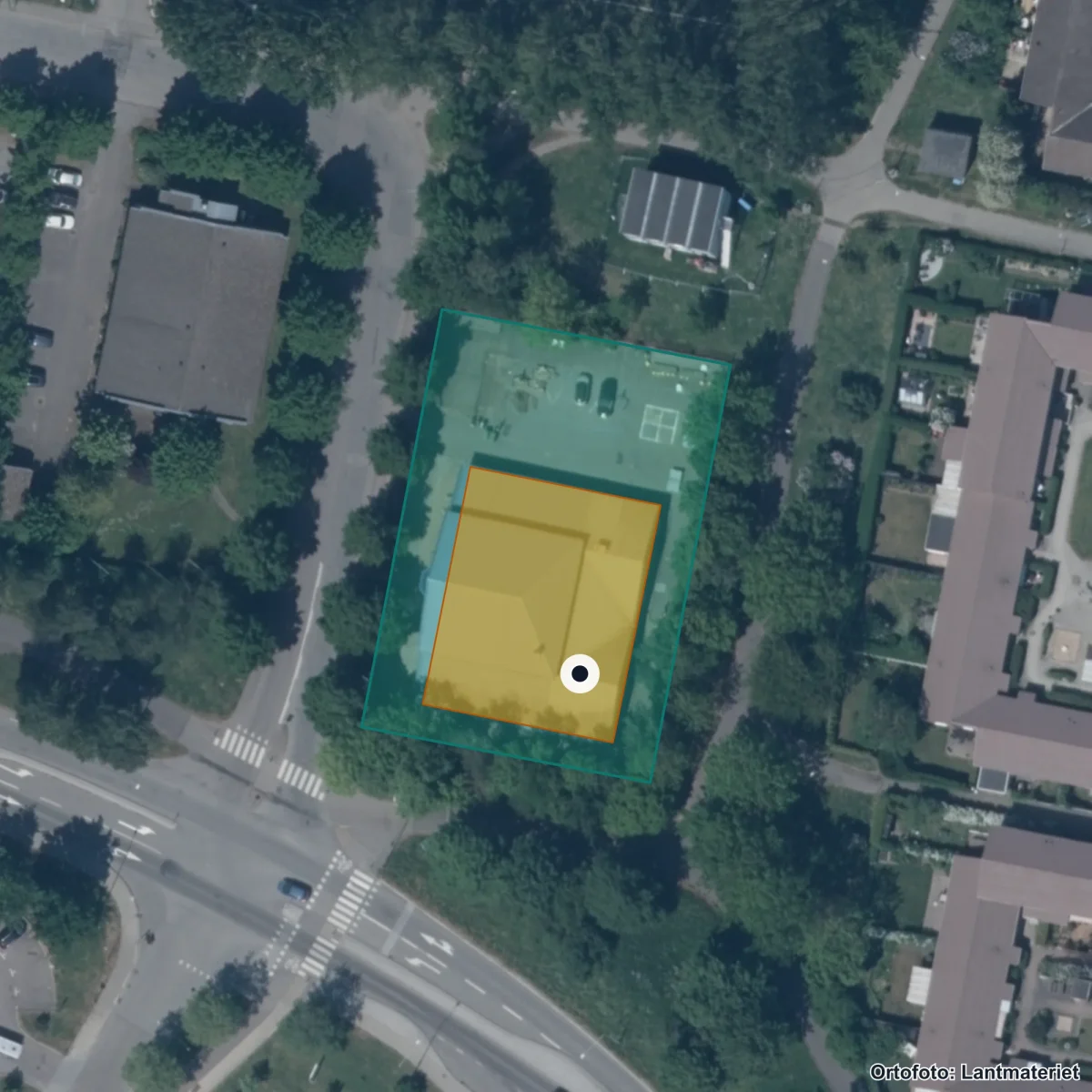 Aerial view of Sveaskolan, orthophoto from Lantmäteriet