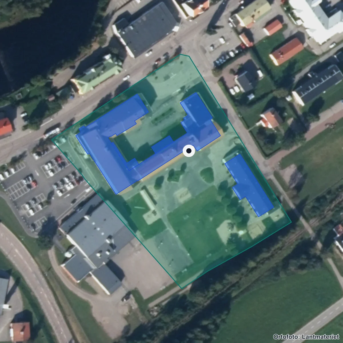 Aerial view of Alftaskolan, orthophoto from Lantmäteriet