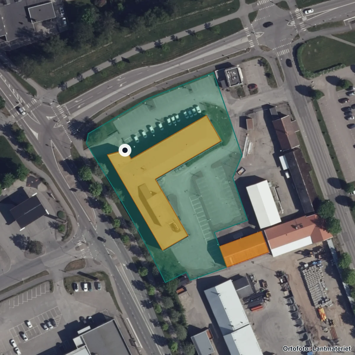 Aerial view of Älvsåkersskolan, orthophoto from Lantmäteriet