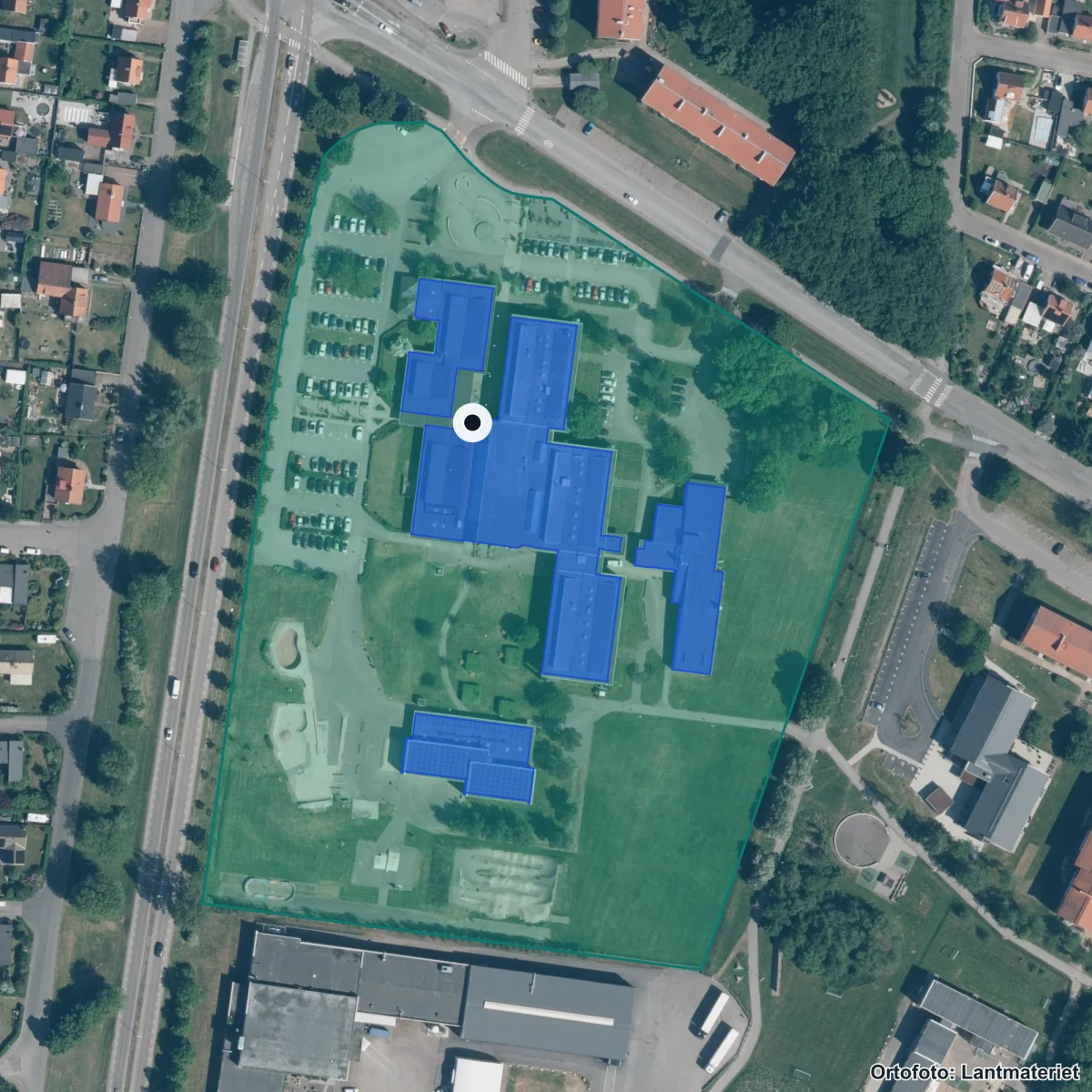 Flygbild över Kunskapsforum, ortofoto från Lantmäteriet