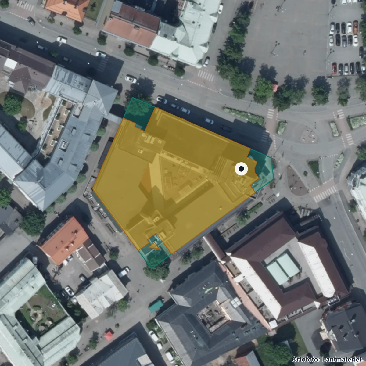Flygbild över Central Insamlingsenhet Modersmålslärare, ortofoto från Lantmäteriet