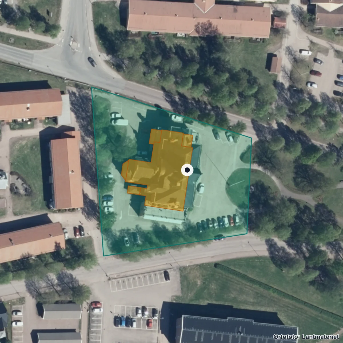 Flygbild över Central Insamlingsenhet, ortofoto från Lantmäteriet
