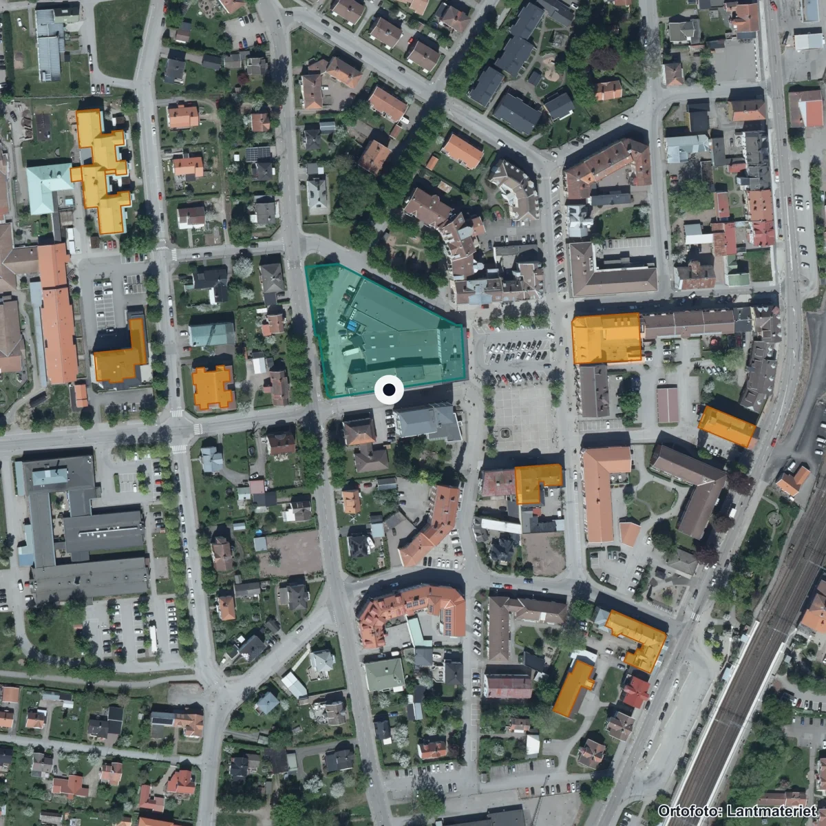Aerial view of Kanalskolan, orthophoto from Lantmäteriet