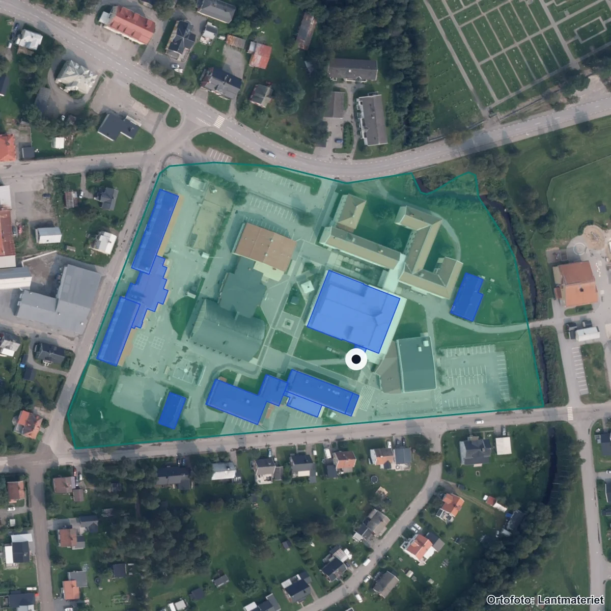 Aerial view of Artediskolan, orthophoto from Lantmäteriet