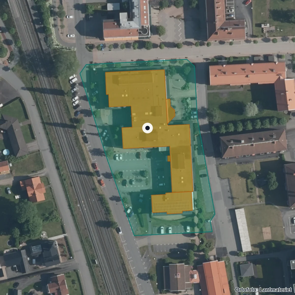Flygbild över Vaggeryds kommun central insamlingsenhet, ortofoto från Lantmäteriet