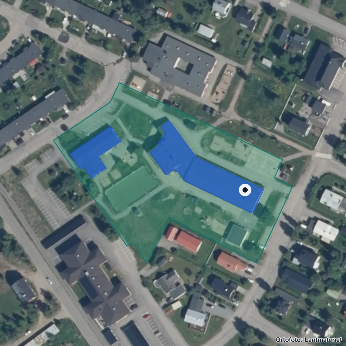 Aerial view of Mariaskolan, orthophoto from Lantmäteriet