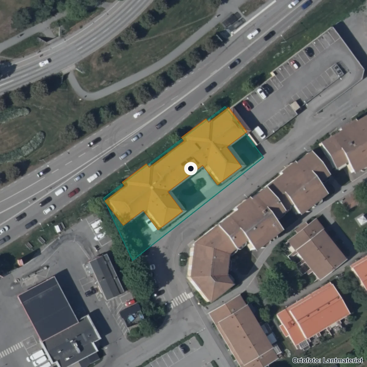 Aerial view of Helleborusskolan Österåker AB, orthophoto from Lantmäteriet