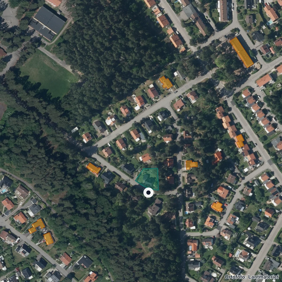 Flygbild över Ånestadsskolan, ortofoto från Lantmäteriet