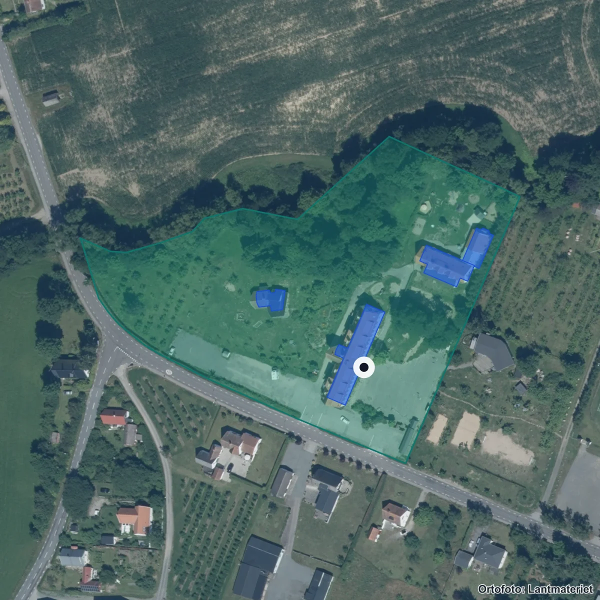 Aerial view of Stiftelsen Sophiaskolan, orthophoto from Lantmäteriet