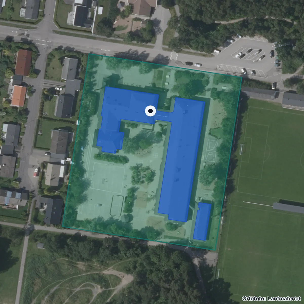 Aerial view of Furubergsskolan, orthophoto from Lantmäteriet