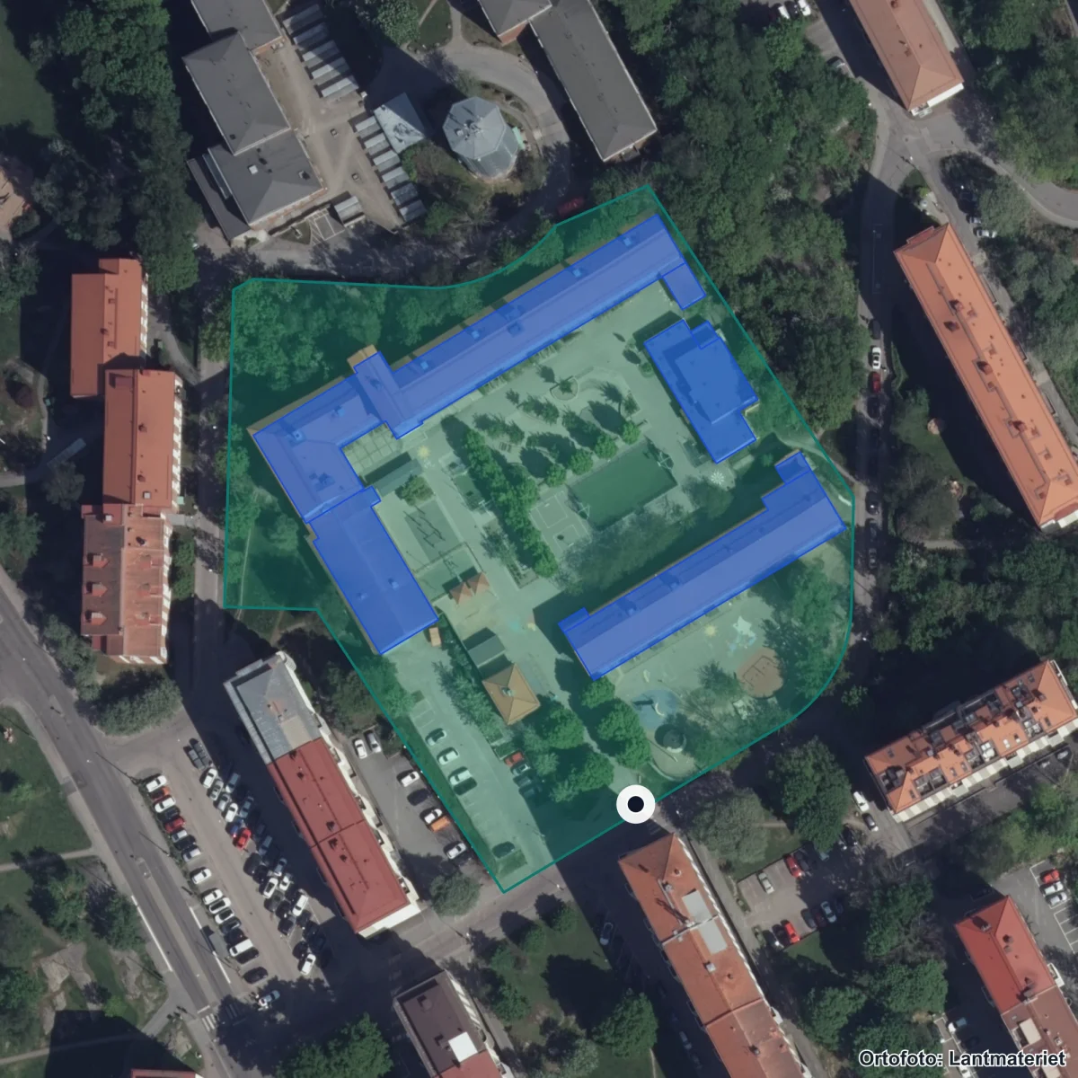 Aerial view of Johannebergsskolan, orthophoto from Lantmäteriet