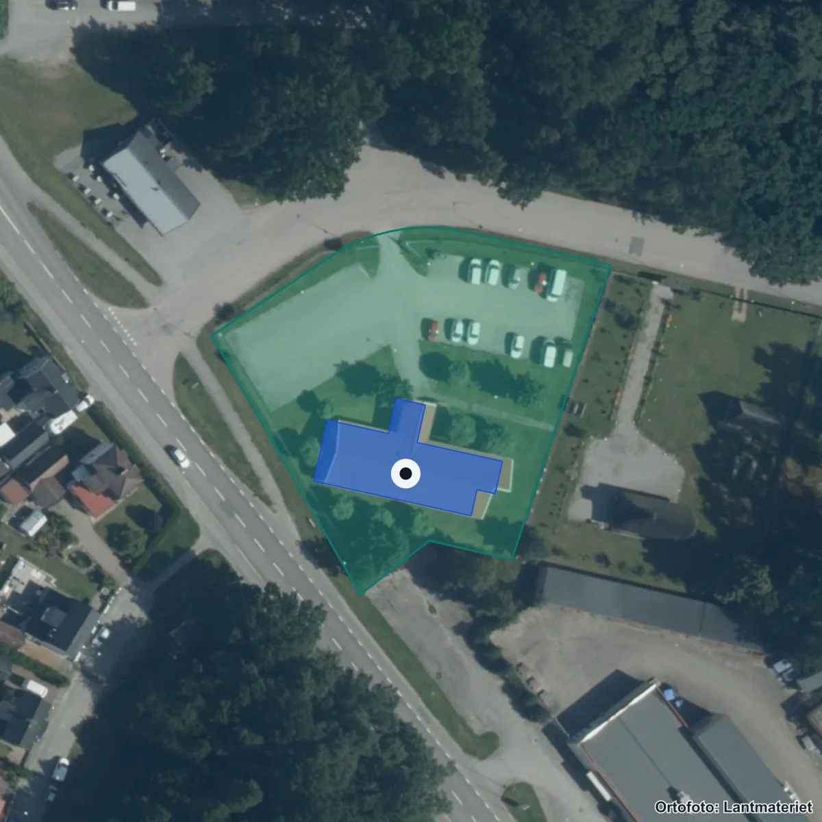 Flygbild över Stödenheten Skanslyckan, ortofoto från Lantmäteriet