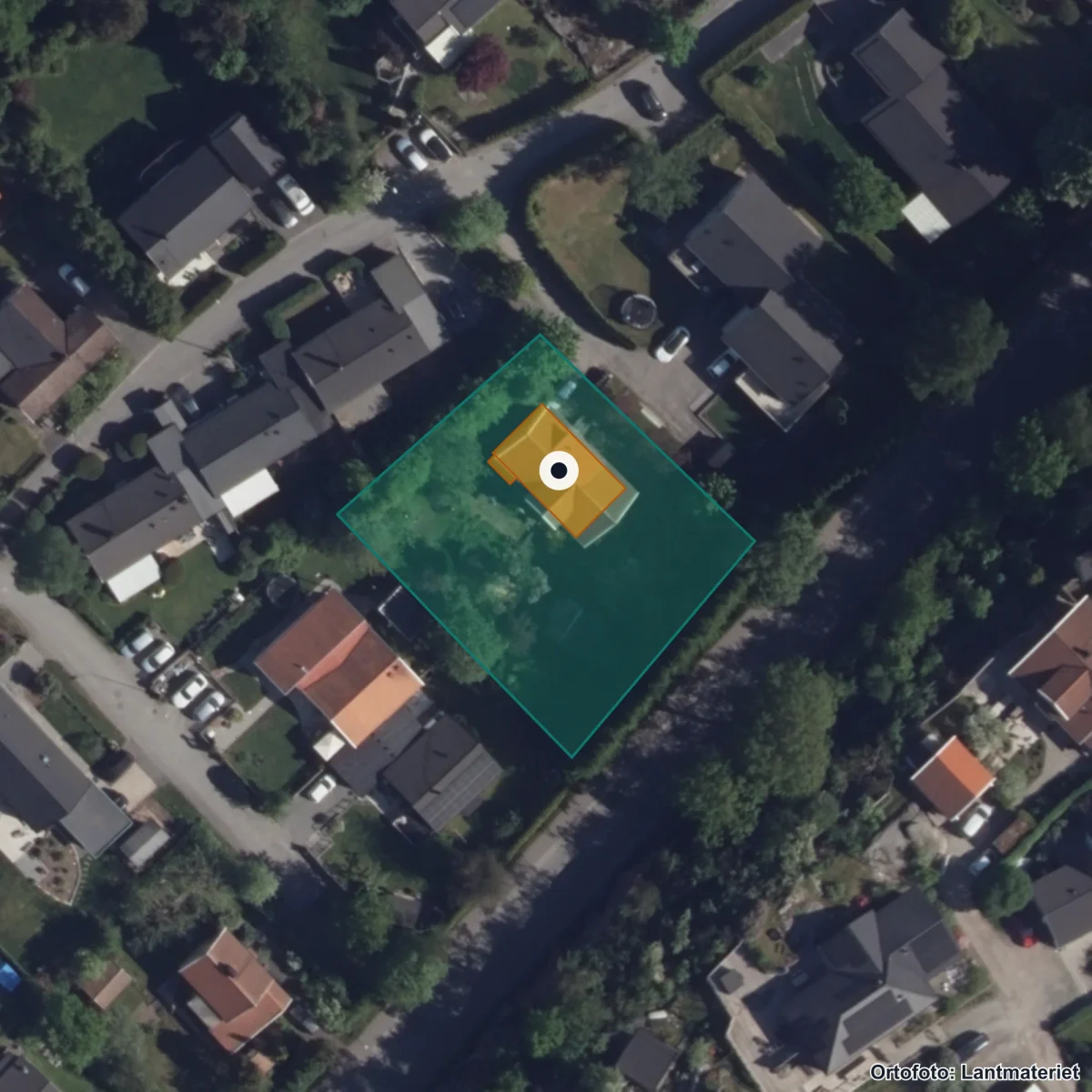 Aerial view of Djupedalskolan, orthophoto from Lantmäteriet