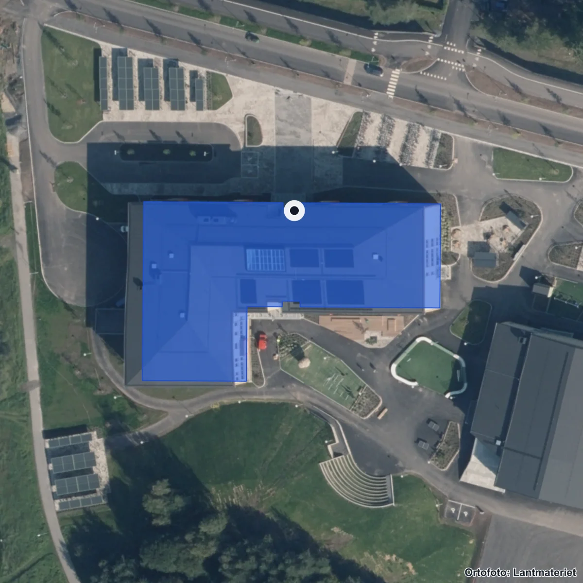 Aerial view of Carlslundsskolan, orthophoto from Lantmäteriet