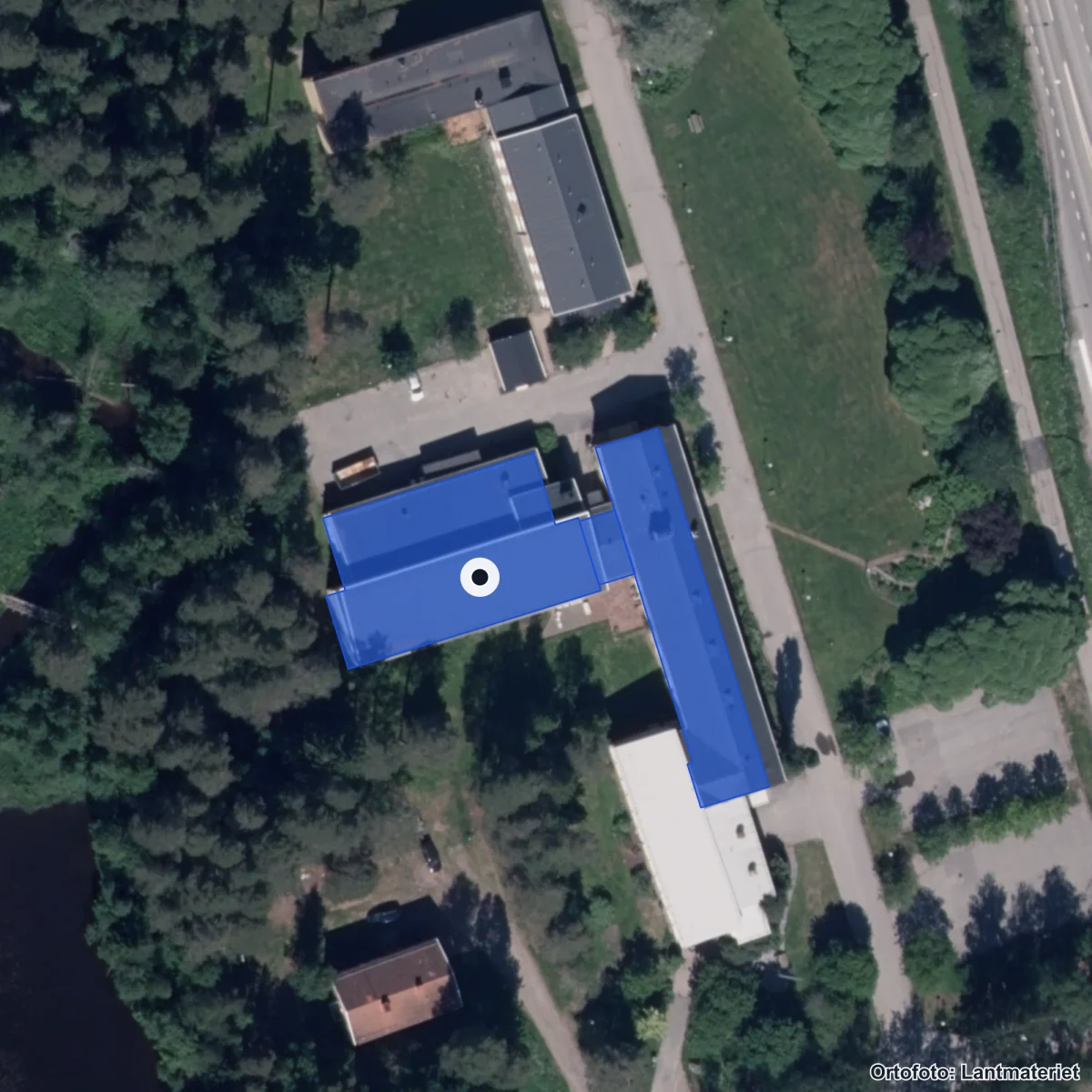 Aerial view of Forslundagymnasiet, orthophoto from Lantmäteriet